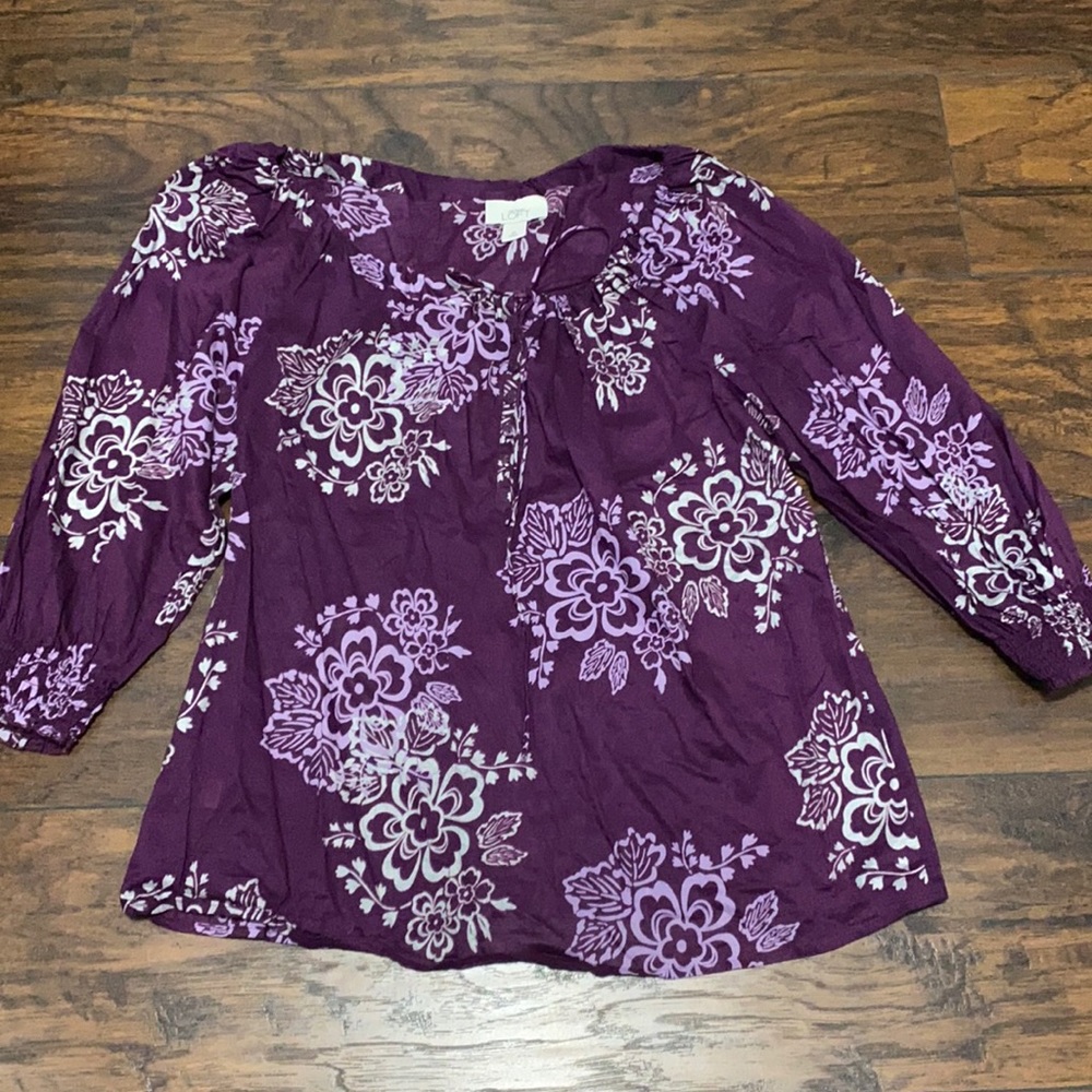 Loft purple cotton top, size medium
